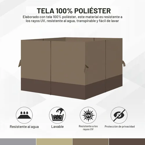 Vista 6 de Aoodor Cortinas de glorieta para exteriores de 10 x 12 pies, 4 paneles impermeables de repuesto para pared lateral de privacidad con cremallera