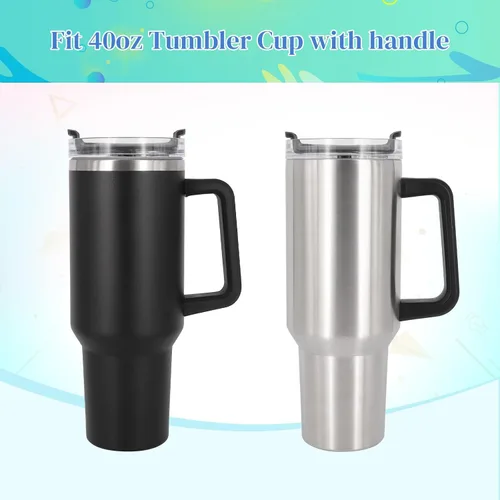 Vista 3 de Fundas aisladas de neopreno reutilizables, idea para vaso de 40 onzas con asa (solo mangas de taza) (China floral abstracta) Reusable Neoprene