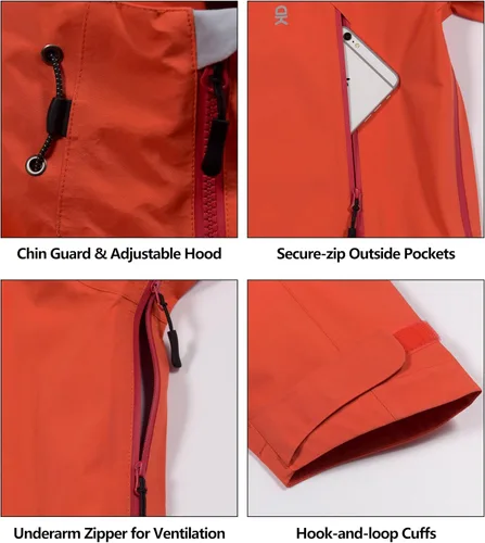 Vista 5 de Little Donkey Andy Men's High-performance 3L Hard Shell Waterproof Rain Jacket Breathable Rain Gear for Hiking,Travelling