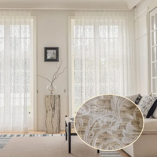 Vista 9 de Sunbox Cortinas traslúcidas de lino liso de 54 pulgadas de largo, cortinas plisadas con doble pellizco, cortinas de gasa semitransparentes de Rayas