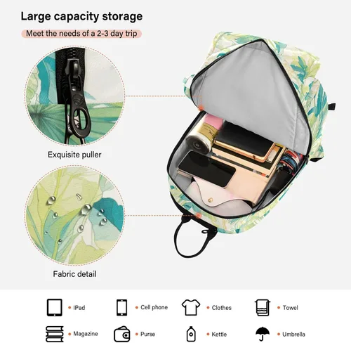 Vista 6 de Tennis Badminton Backpack Cute Sturdy Cartoon Fossa Green Leaf Travel Sports Bag Gym Bag for Women, Men, Teenagers raquetas de tenis