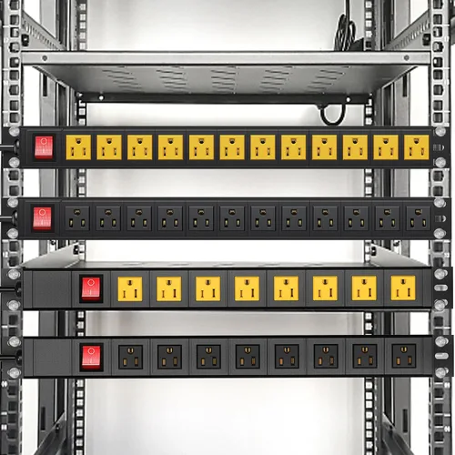Vista 8 de BTU Regleta protectora contra sobretensiones para montaje en bastidor, 8 salidas en ángulo recto de gran espacio, regleta de alimentación montable
