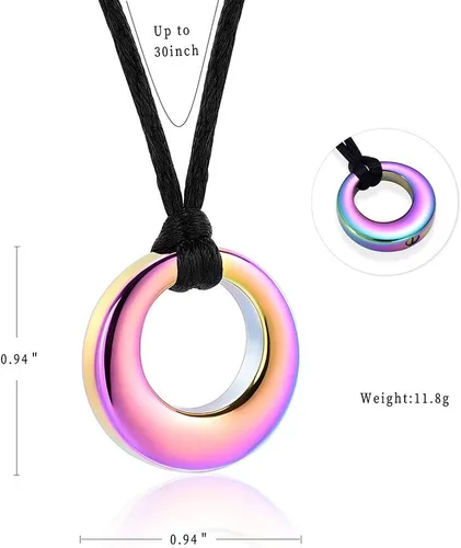 Vista 3 de Hearbeingt Collar de urna de cremación para cenizas para mujeres y hombres, colgante conmemorativo con cristal circular, Acero inoxidable, Acero