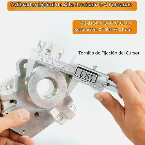 Vista 2 de Neoteck calibrador digital de 4 pulgadas/100 mm, calibradores electrónicos de acero inoxidable, herramienta de medición con conversión