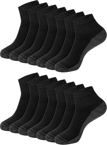 Vista 13 de Hanes - Calcetines para hombre, calcetines X-Temp acolchados de corte bajo, paquete de 12 Negro - Paquete de 12