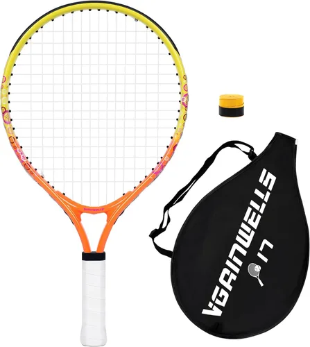 Vista 17 de Raqueta de tenis para niños de 17"-23" para edades de 2-9 años, ligera y duradera, incluye 1 raqueta de tenis para niños pequeños y 1 cintas