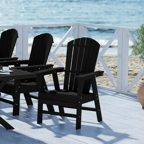 Vista 22 de WestinTrends Malibu Outdoor Patio HDPE Adirondack Silla de comedor para patio, color negro