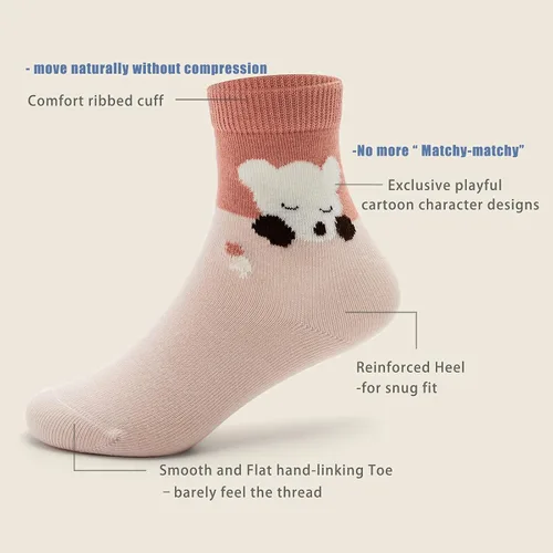 Vista 28 de Aisyee Calcetines de algodón para niños, calcetines sin costuras para niños, calcetines coloridos de cuarto de punto, paquete de 6