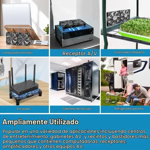 Vista 2 de GDSTIME Ventiladores Duales de Gran Flujo de Aire de 120mm, Ventilador de Computadora 2x120mm 240mm con Enchufe de CA, 110V 120V 220V 240V CA