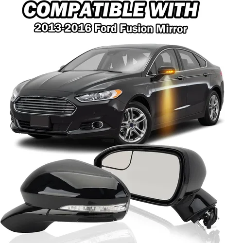 Vista 6 de Espejo Lateral Izquierdo del Conductor para Ford Fusion Sedan S SE SE Híbrido 2013 2014 2015 2016, Espejo Eléctrico con Calefacción, Luz de Señal