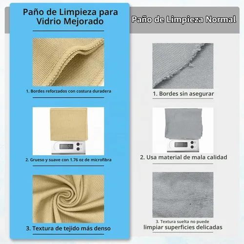 Vista 5 de Paño de limpieza de microfibra – Paquete de 6 paños de limpieza de lentes, trapos de limpieza de ventanas de 16 x 14 pulgadas, paños de pulido sin