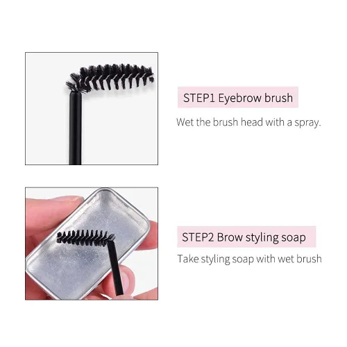 Vista 4 de Jabón para cejas, Jabón para peinar cejas 3D, Gel transparente para cejas con cera natural y duradera para cejas
