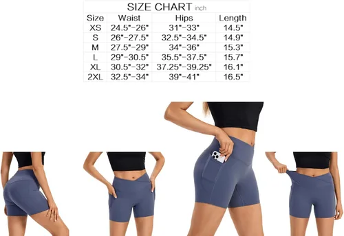 Vista 7 de Blaosn Pantalones cortos atléticos para mujer, gimnasio, yoga, entrenamiento, correr, ciclismo, leggings con bolsillos, de elastano, linda, ropa