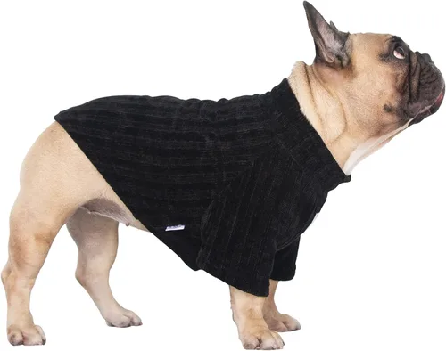 Vista 15 de iChoue - Ropa para mascotas, suéter de cuello alto de invierno para perros con cuello tortuga para Bulldog inglés, Boston Terrier, abrigo de pana