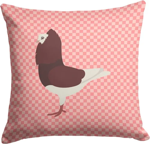 Vista 243 de Caroline's Treasures BB8163PW1414 Beltsville - Almohada decorativa de tela a cuadros pequeños, color blanco, pavo y gallina azul, lavable a máquina