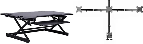 Vista 51 de Rocelco - Convertidor de escritorio para trabajar de pie con altura ajustable de 32 pulgadas - Estación de trabajo para computadora sentada o de pie