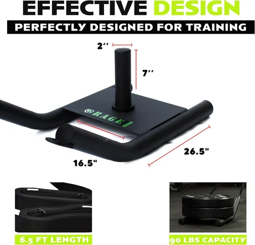 Vista 4 de Rage Fitness Trineo de Entrenamiento con Pesas R2 con Arnés. Capacidad de 90 LBS y Correa de 6.5 Pies. Trineo de Velocidad y Potencia Ideal