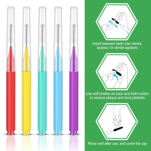 Vista 3 de Nuenen 150 piezas de cepillo interdental, herramienta de limpieza de dientes de dientes para palillos de dientes, limpiador de dientes de cabeza