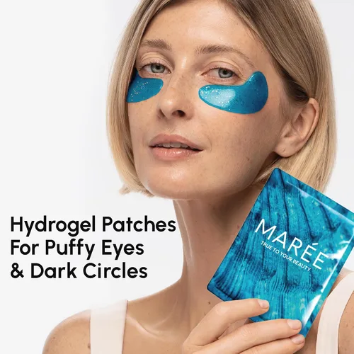 Vista 2 de MAREE Paquete de geles para ojos y máscaras faciales, geles debajo de los ojos para ojos hinchados y ojeras, mascarillas hidratantes en láminas