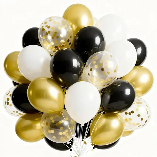Vista 17 de PartyWoo Globos negros y dorados, 66 globos de 12 pulgadas color negro mate cromado metálico dorado para graduación, baby shower, cumpleaños, Año