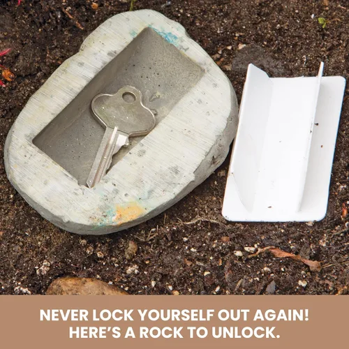 Vista 7 de Bits and Pieces - Hide-A-Key Stone Safe Gadget - Ocultador de llaves de repuesto de roca falsa - Decoraciones de patio resistentes a la intemperie