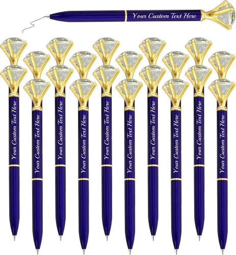 Vista 19 de Bolígrafos personalizados de diamantes personalizados con nombre a granel de metal de cristal grabado, bolígrafos divertidos brillantes a granel