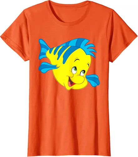 Vista 45 de Disney Camiseta de disfraz de cara grande de la Sirenita Flounder Sidekick