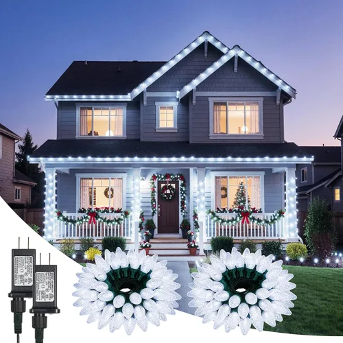 Vista 11 de Minetom Luces de Navidad C9 para Exteriores, Cadena de 85 pies con 110 LED y 8 Modos de Iluminación, Luces de Navidad C9 Impermeables, Conectables