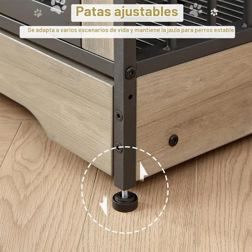 Vista 6 de Rovibek Mueble doble para perros de 75 pulgadas para 2 perros grandes, muebles resistentes, estilo jaulas para perros, mesa auxiliar, jaulas