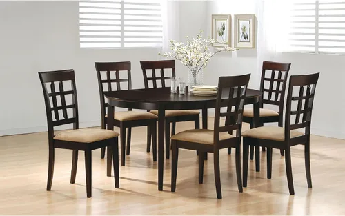 Vista 6 de Mesa de comedor ovalada con extensión de hojas