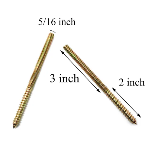 Vista 4 de Pernos de suspensión de tornillo autorroscantes de 5/16 "-18 x 5 pernos de suspensión de doble cabeza para muebles y juntas de madera
