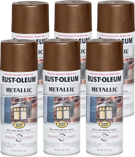 Vista 18 de Rust-Oleum 7274830 Pintura en aerosol metálica que detiene la oxidación, 11 oz, latón antiguo