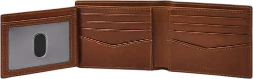 Vista 7 de Fossil Ryan - Cartera plegable de piel con bloqueo RFID y ventana de identificación abatible para hombre