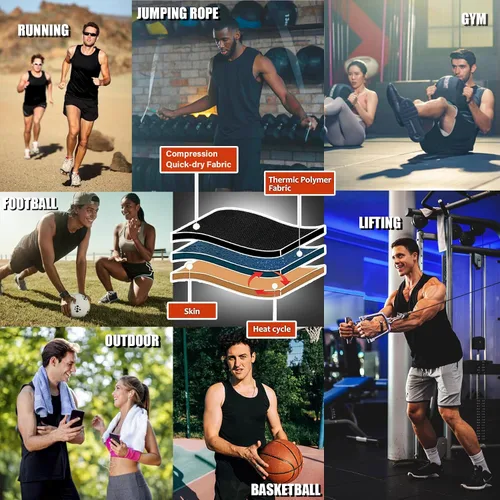 Vista 5 de Chaleco de Sauna para Hombres Entrenador de Cintura, Camiseta de Traje de Sauna Sudorífero para Hombres sin Mangas Camiseta sin Mangas de Compresión