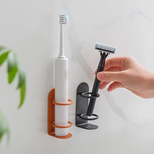 Vista 3 de Mighty - Soporte ecológico para cepillos de dientes de pared para baño, sin taladrar, paquete de 2 (negro)