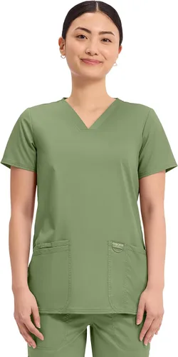 Vista 32 de Workwear Revolution Mujeres Scrubs Top V-cuello WW620 Negro