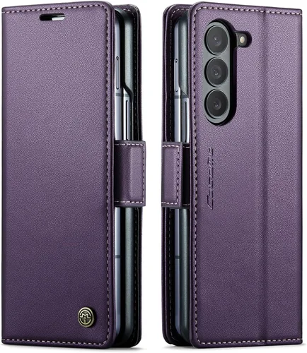Vista 11 de Funda para Samsung Galaxy Z Fold 5 (2023), funda de piel sintética tipo cartera con tarjetero con bloqueo RFID, función atril, a prueba de golpes