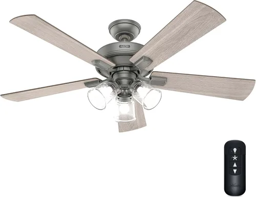 Vista 14 de Hunter Crestfield - Ventilador de techo para interiores, 5 aspas, 52 pulgadas, bronce noble with LED Lights and Remote Control, Standard Mount