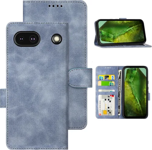 Vista 15 de Funda tipo cartera con tapa para Google Pixel 6a, [piel sintética + parachoques de TPU] [3 ranuras para tarjetas] [función de soporte]