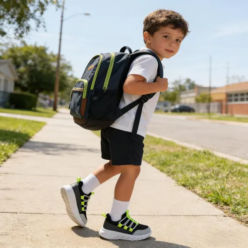 Vista 7 de YESKIS Tenis deportivos para niños y niñas, tenis para correr, ligeros, transpirables, de malla, para caminar