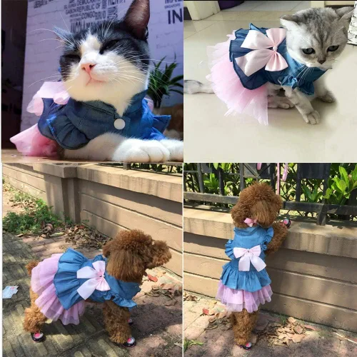 Vista 76 de ANIAC Daisy Vestidos para Perros Pequeños Hembra con Anillo para Correa, Nudo de Lazo Vestido de Boda para Cachorra, Traje de Gato de San Valentín