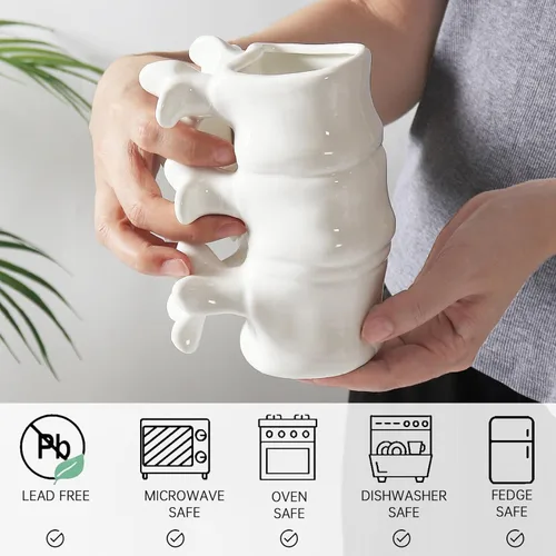 Vista 4 de Taza de Café Divertida, Lindas Tazas de Café de Cerámica, Tazas de Café de Cerámica Grandes y Novedosas, Tazas de Café Blancas de 12oz, Regalos