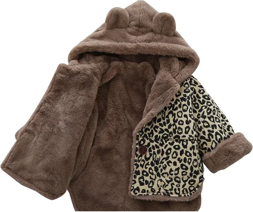 Vista 4 de WEONEDREAM Chaqueta de forro polar de invierno para niños y niñas pequeños, abrigo cálido con capucha