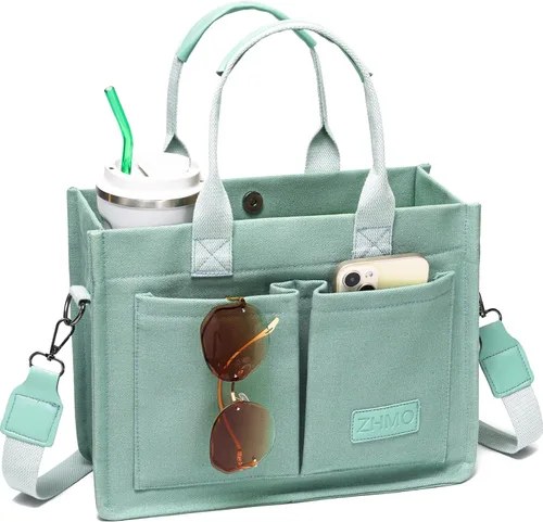 Vista 18 de Bolso de lona para mujer, bolsos cruzados para mujer, bolsos de trabajo para computadora portátil, bolso grande de mano para enfermera o profesora
