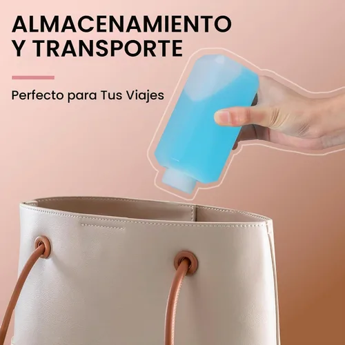 Vista 6 de Botellas de plástico recargables con tapas, botellas de viaje a prueba de fugas de HDPE, contenedores de viaje de grado alimenticio para líquidos