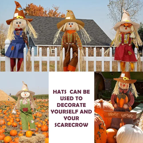 Vista 4 de ramede Paquete de 12 sombreros para disfraz de espantapájaros de Halloween, sombrero de mago, accesorio para adultos, hombres, mujeres y niños