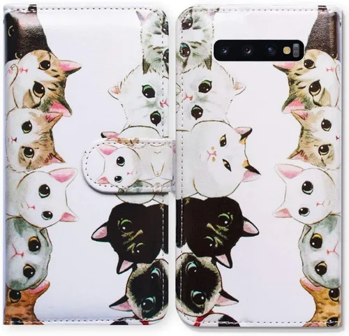 Vista 21 de Bcov Funda para Galaxy S10 Plus, de piel con diseño de mandala de colores brillantes, con ranura para tarjetas, soporte para Samsung Galaxy S10