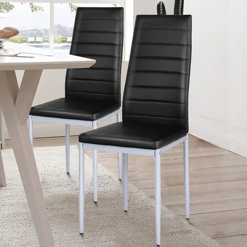 Vista 9 de KOTEK Juego de 4 sillas de comedor de piel sintética, sillas laterales tapizadas con respaldo alto ergonómico y marco de acero, sillas laterales