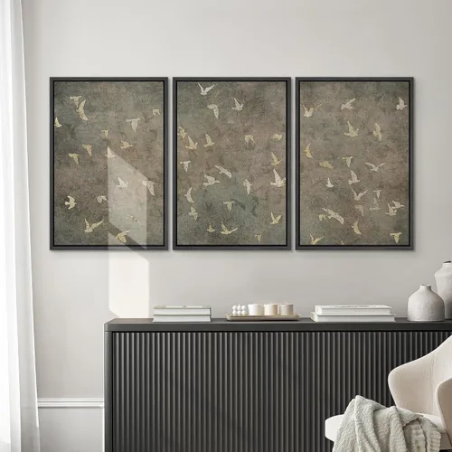 Vista 42 de SIGNWIN Lienzo enmarcado para pared, juego de arte pastel con cadena montañosa, bosque, niebla, naturaleza silvestre, ilustraciones modernas, arte