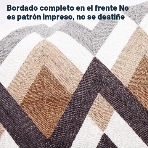 Vista 4 de Juego de 2 fundas de almohada decorativas para sofá, sala de estar, 18 x 18 pulgadas, patrón geométrico bordado completo en la cara